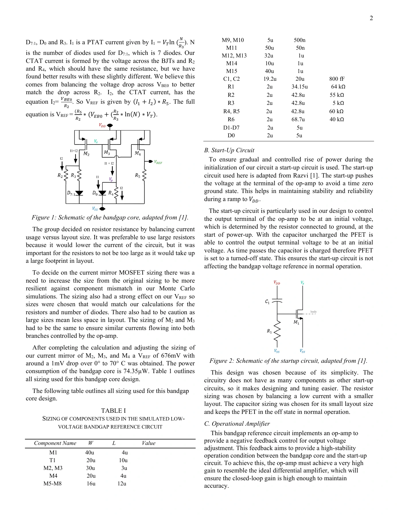 Bandgap circuit blocks from the course report
